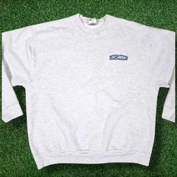 VINTAGE FRUIT OF THE LOOM SUPER COTTON LIFESAVERS CREWNECK SWEATER - Picture 2 of 7